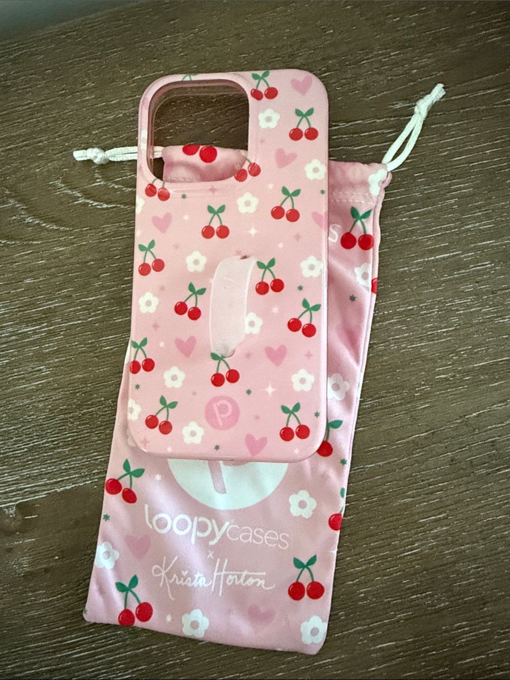 Loopy Case Pink Cherry Kids Phone Strap Case